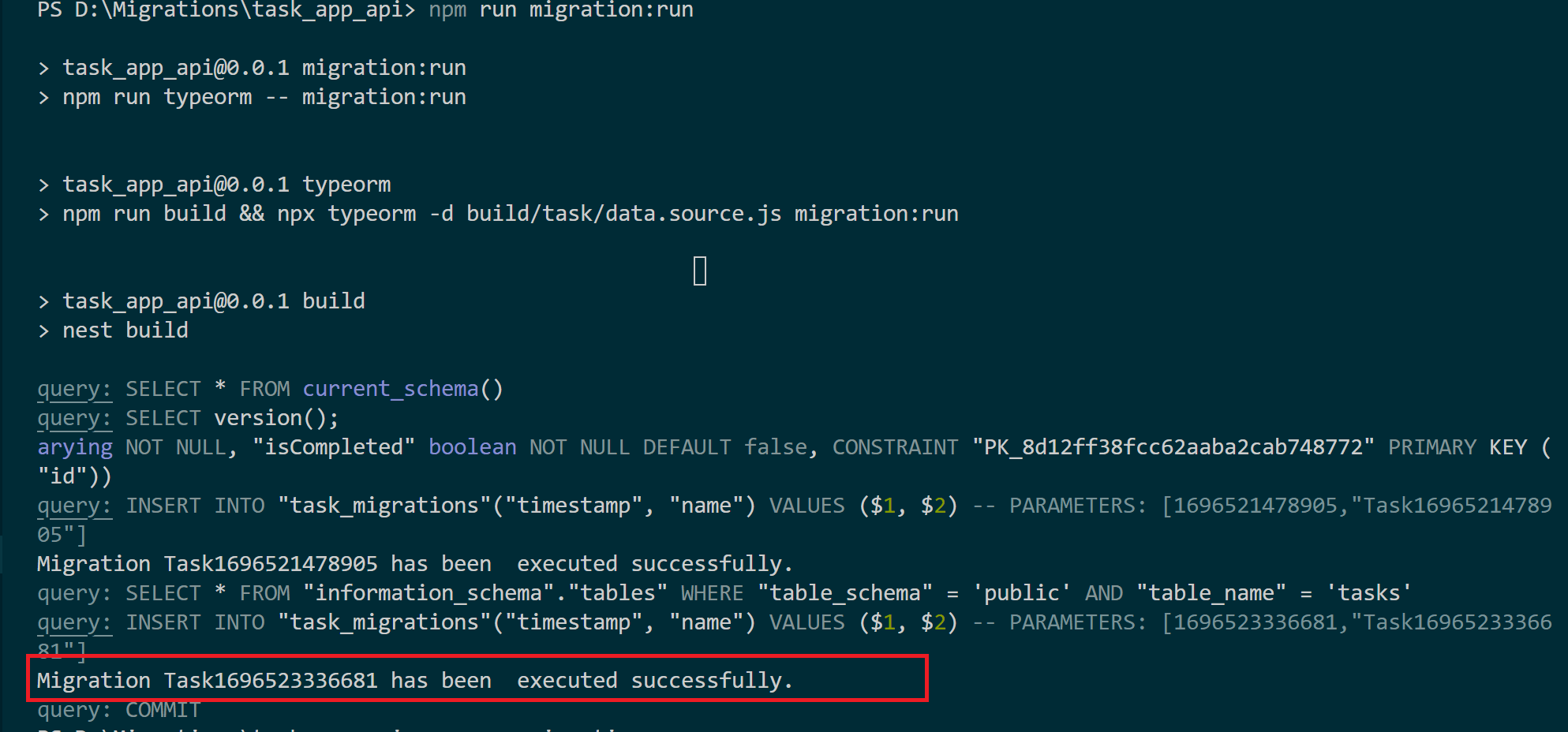 在 NestJS 中使用 PostgreSQL 创建、生成和运行 TypeORM  Migration