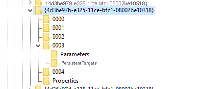 Registry key changes