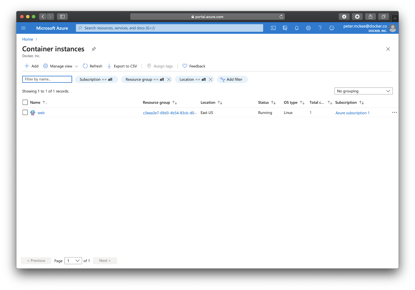 使用 Docker CLI 的 Azure ACI 2